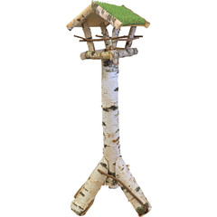 Voederhuis berken met gazon (kunstgras) dak.