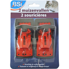 BSI BSI kunststof muizenval pak a 2 stuks, zwart/rood.