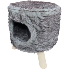 Boon poef rond pluche met gat grijs, Ø 42x50 cm.