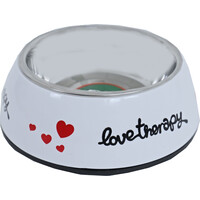 Boon katteneetbak plastic/RVS "love therapy", wit 14 cm.