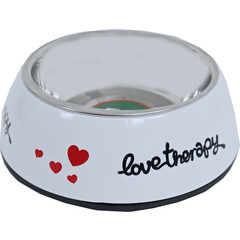 Boon katteneetbak plastic/RVS "love therapy", wit 14 cm.