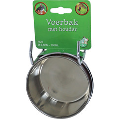 Boon Boon voerbak RVS met houder en print, Ø 9.5 cm - 300 ml.