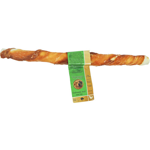 Boon Natuurlijke Snack kip, gedraaide stick met kip, 28 cm met banderol.