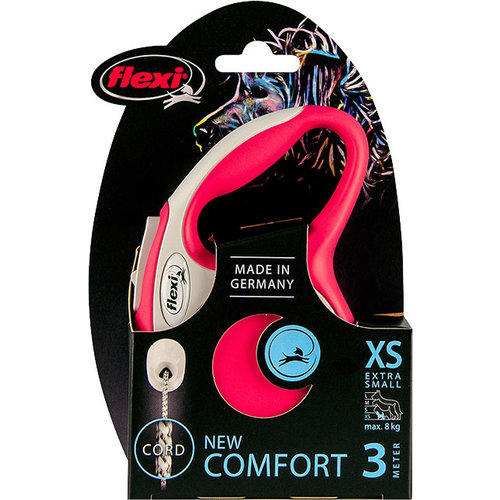 Flexi flexi rollijn NEW COMFORT cord XS rood, 3 meter.