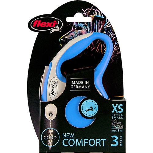 Flexi flexi rollijn NEW COMFORT cord XS blauw, 3 meter.