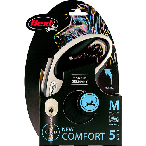 Flexi flexi rollijn NEW COMFORT cord M zwart, 5 meter.