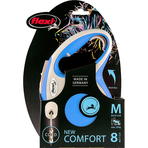 Flexi flexi rollijn NEW COMFORT cord M blauw, 8 meter.