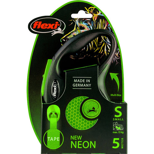 Flexi flexi rollijn NEW NEON tape S groen, 5 meter.