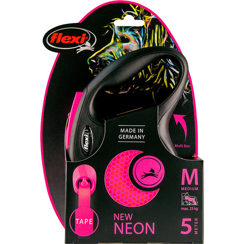 Flexi flexi rollijn NEW NEON tape M roze, 5 meter.