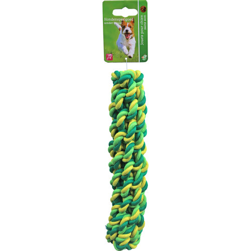 Boon hondenspeelgoed touwstick katoen groen/geel, 25 cm.