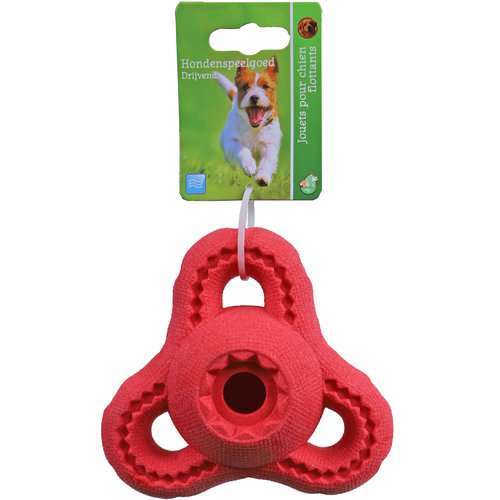 Boon hondenspeelgoed TPR driehoek bal drijvend rood, 11 cm.