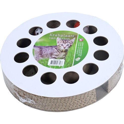 Boon kattenspeelgoed cat track karton met 2x bal met catnip, 32 cm.