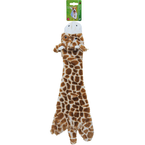 Boon Boon hondenspeelgoed giraffe plat pluche bruin/geel, 55 cm.