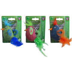 Boon Boon kattenspeelgoed glittervogel met verenstaart assorti, 8 cm.