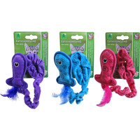 Boon Boon kattenspeelgoed bungy vis met verenstaart assorti, 30 cm.