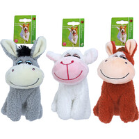 Boon Boon hondenspeelgoed hond/ezel/koe schapenwol assorti, 17 cm.
