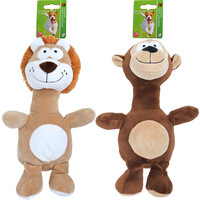 Boon Boon hondenspeelgoed aap/leeuw pluche met piep assorti, 25 cm.