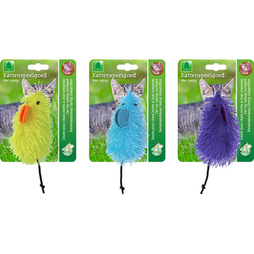 Boon Boon kattenspeelgoed muis funkleuren met staart assorti, 14 cm.