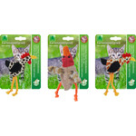 Boon Boon kattenspeelgoed kip/eend pluche met touwpoot assorti, 12 cm.