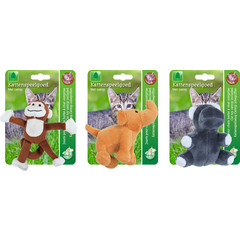 Boon Boon kattenspeelgoed aap/olifant/nijlpaard pluche assorti, 8-12 cm.