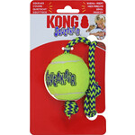 Kong Kong hond Squeakair tennisbal met piep en touw, medium.