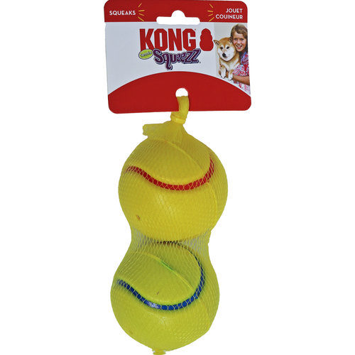 Kong Kong hond Squeezz tennis assorti, large pak a 2 stuks.