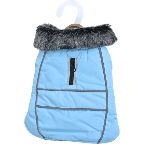 Boony Dog Fashion Boony Dog fashion hondenjas parka bontkraag lichtblauw, 20 cm.