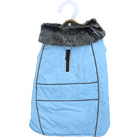 Boony Dog Fashion Boony Dog fashion hondenjas parka bontkraag lichtblauw, 25 cm.