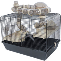 Interzoo Interzoo hamsterkooi Galaxy met terras, zwart/zwart.