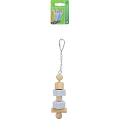 Boon Boon vogelspeelgoed staaf hout met 2x puimsteen, 26 cm.