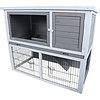 Boon Boon konijnenhok bouwpakket met lade en ren grijs/wit, 114x61x92 cm.