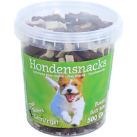 Boony hondensnacks Boony semi moist duo bones lam/rijst, emmer a 500 gram.