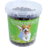 Boony hondensnacks Boony semi moist rolls lam/rijst, emmer a 500 gram.