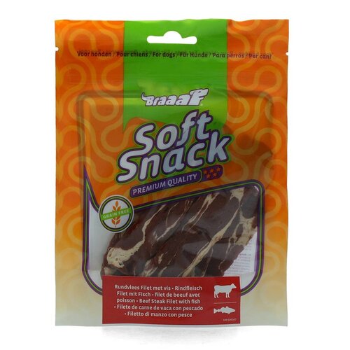 Braaaf Hondensnacks Braaaf Rund Steak Filet met Vis 85 gr. 12 cm