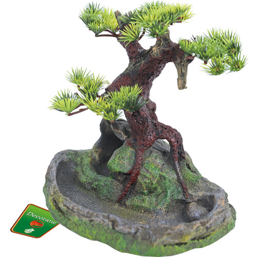 Boon aqua deco Boon Aqua Deco ornament polyresin bonsai boom op rots, 17.5 cm.