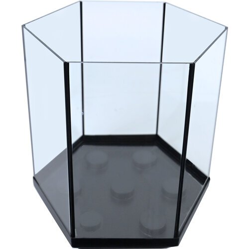 Boon aquarium Hexagon met zwarte kit, 35x35  cm.