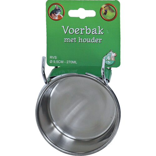 Boon Boon voerbak RVS met houder universeel, Ø 9,5 cm- 270 ml.