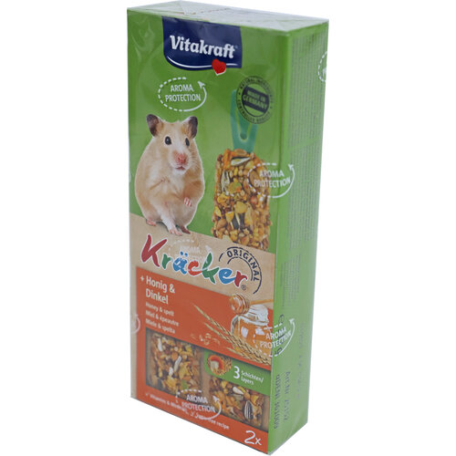 Vitakraft Vitakraft knaagdier honing/spelt-kräcker hamster, 2in1.