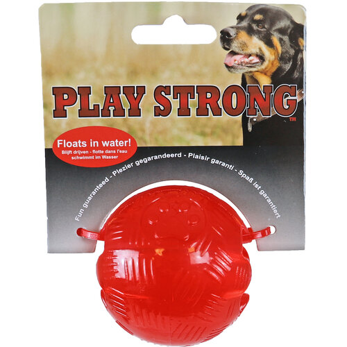 Play en Dental Strong Play Strong hondenspeelgoed rubber bal 6 cm, rood.