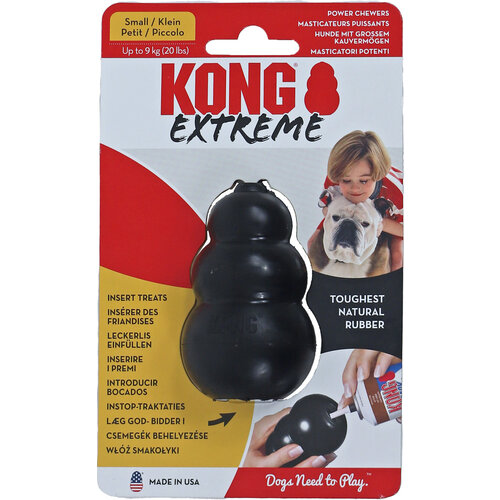 Kong Kong hond Extreme rubber small, zwart.