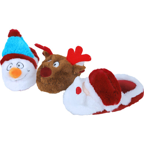 Boon hondenspeelgoed pluche kerstpantoffel met piep 23 cm, assorti.