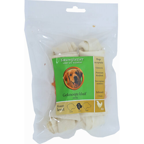 Boony Natuurlijke Snacks Boon Natuurlijke Snack kip, geknoopte kluif met kip 14 cm, zak a 2 stuks.