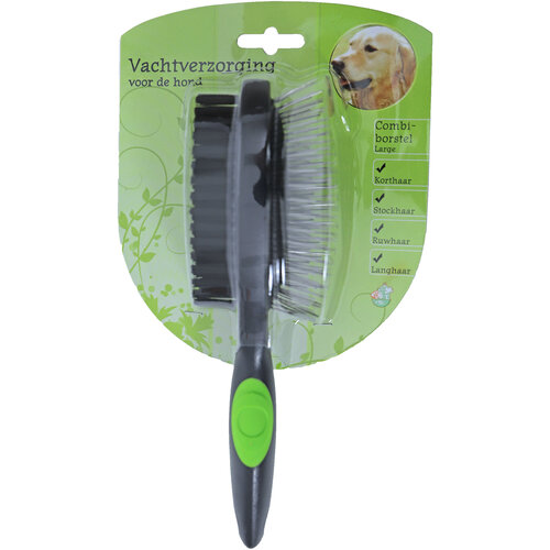 Boon vachtverzorging hond hondenborstel combi 2-zijdig, large.