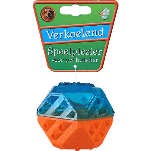 Boon hondenspeelgoed koel-bal vulbaar 9 cm, blauw/oranje.