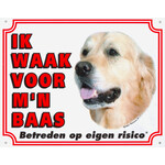 Waakbord groot in kleur, Golden Retriever.