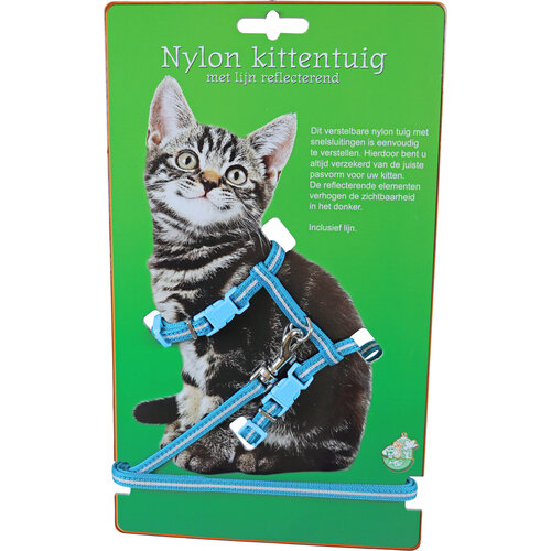 Boon kittentuig nylon met lijn neon, blauw reflecterend.