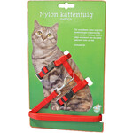 Boon kattentuig nylon met lijn, rood.