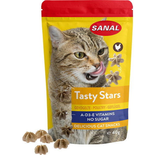 Sanal Sanal kat Tasty Stars, gevogelte 40 gram.