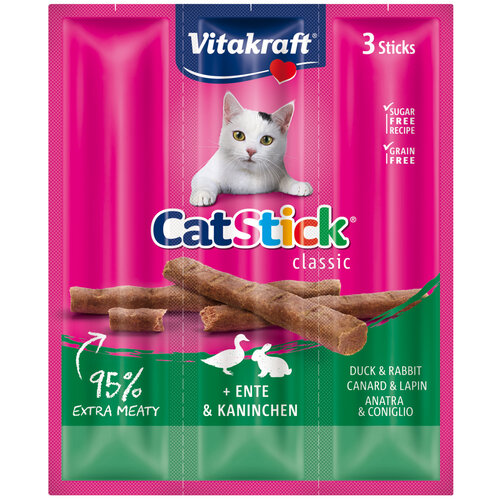 Vitakraft Vitakraft Cat-Stick mini, eend & konijn.