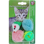 Boon Boon kattenspeelgoed blister a 2 knisper bal, plastic bal en muis.